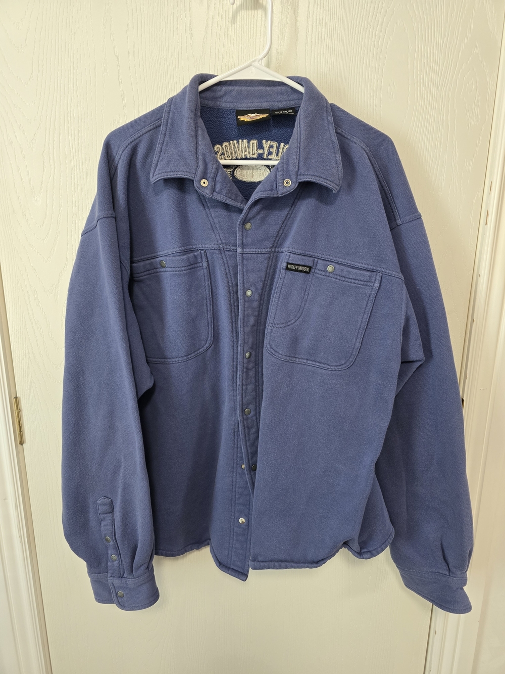 Harley-Davidson Men's Blue Snap-Front Shirt Jacket